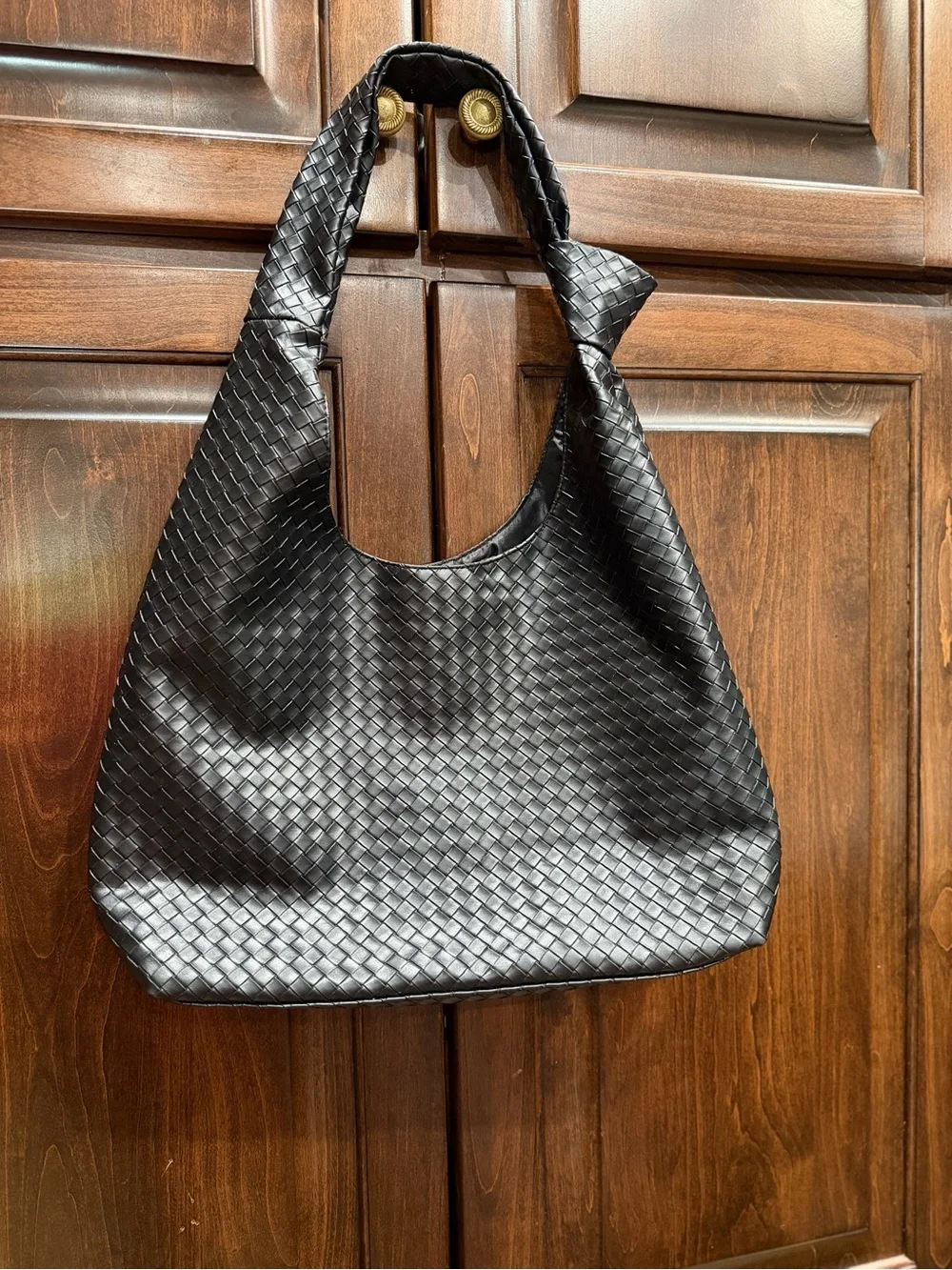 Black Woven Shoulder Bag/Purse